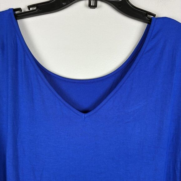 Bloomchic Tunic Top Women's 4X  Blue V Neck Jersey Stretch Flutter Sleeve Casual - Picture 4 of 8